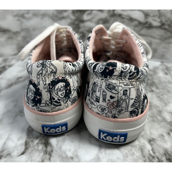 Keds Womens Size 8 Sneakers Archie Comic Book Black White Pink Shoes - Picture 3 of 6